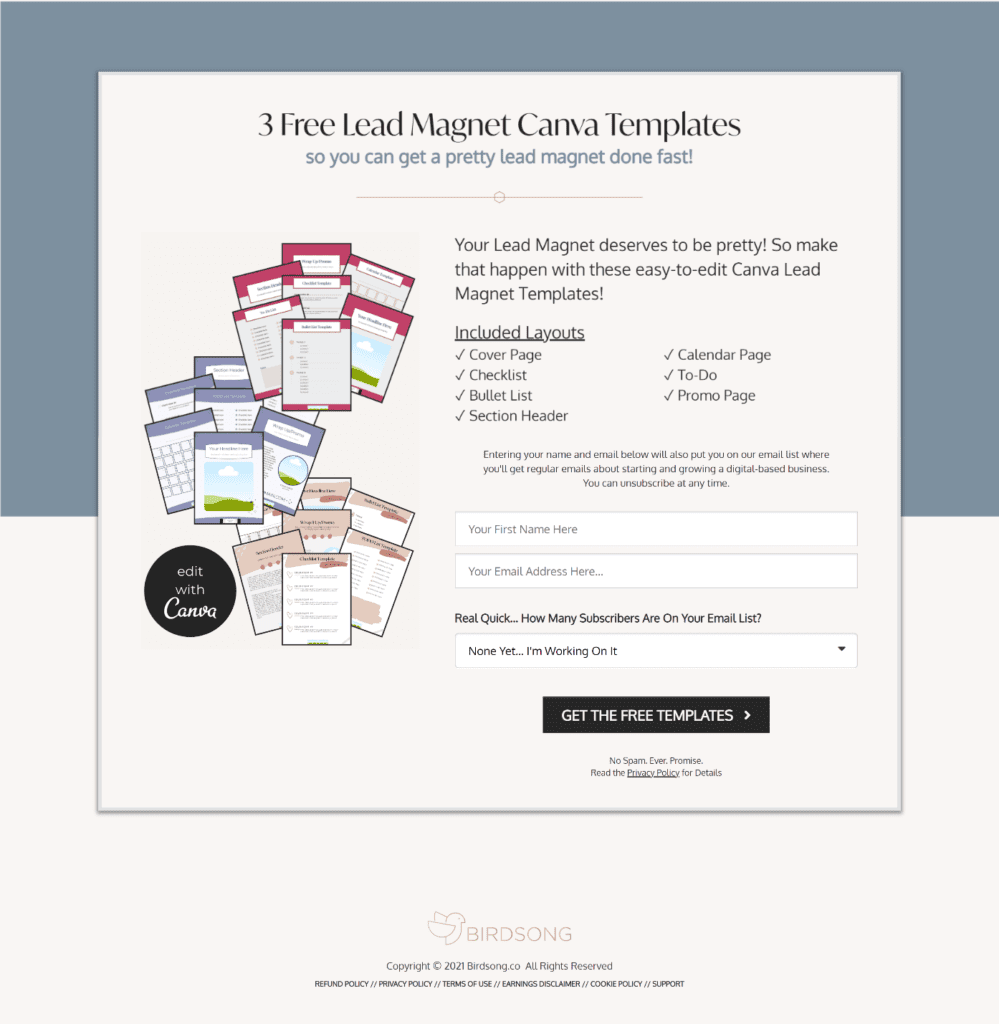 free lead magnet templates for Canva